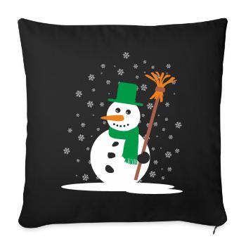 Bonhomme de neige de Noël - Housse de coussin décorative 45 x 45 cm - noir - Devant