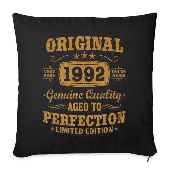 Original vintage 1992 né vintage anniversaire - Housse de coussin décorative 45 x 45 cm - noir - Devant