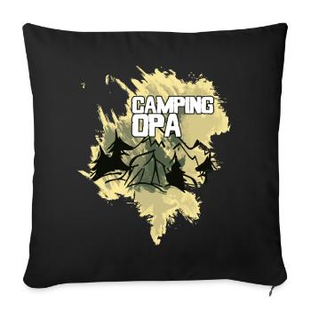 Camping Opa Zelt Wald Berge - Sofakissenbezug 45 x 45 cm - Schwarz - Vorne