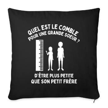grande soeur, petit frère, frère er soeur - Housse de coussin décorative 45 x 45 cm - noir - Devant