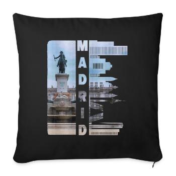 Madrid Spain City Skyline Home Love - Sofa pillowcase 17,3'' x 17,3'' (45 x 45 cm) - black - Front