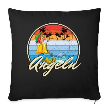 Angler fishing funny motif as a gift idea - Sofa pillowcase 17,3'' x 17,3'' (45 x 45 cm) - black - Front