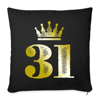 31 Number Crown Gold - Sofa pillowcase 17,3'' x 17,3'' (45 x 45 cm) - black - Front