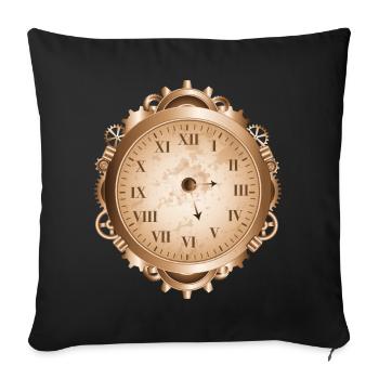 Steampunk watch in antique look with gears - Sofa pillowcase 17,3'' x 17,3'' (45 x 45 cm) - black - Front