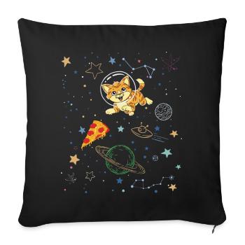 Playful Cat in Cosmic Space Scene - Sofa pillowcase 17,3'' x 17,3'' (45 x 45 cm) - black - Front