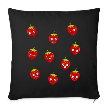 Strawberry - Sofa pillowcase 17,3'' x 17,3'' (45 x 45 cm) - black - Front