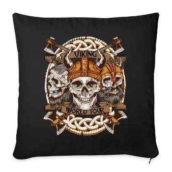 World Tour Shirt – Viking Skull Design Celts - Sofa pillowcase 17,3'' x 17,3'' (45 x 45 cm) - black - Front