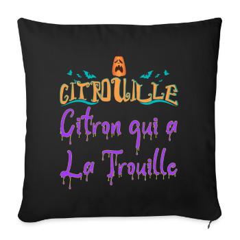 Citrouille citron qui a la trouille chauve souris - Housse de coussin décorative 45 x 45 cm - noir - Devant