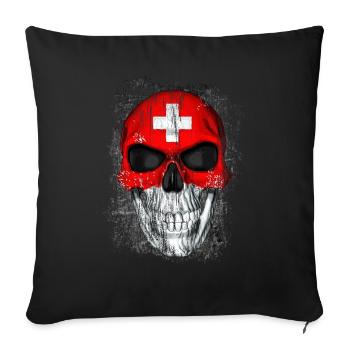 Crâne Suisse - Housse de coussin décorative 45 x 45 cm - noir - Devant