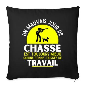 chasse, chasseur, fan de chasse - Housse de coussin décorative 45 x 45 cm - noir - Devant