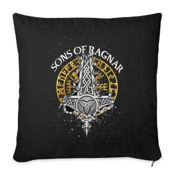 Runes Norse mystical Viking Valhalla symbol - Sofa pillowcase 17,3'' x 17,3'' (45 x 45 cm) - black - Front
