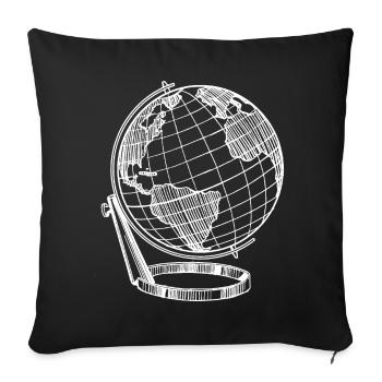 Globe parfait blanc voyage terre - Housse de coussin décorative 45 x 45 cm - noir - Devant