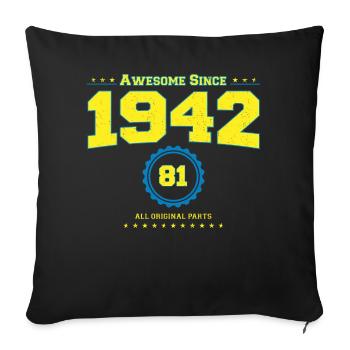Super chemise 1942 pour hommes femmes 81 ans 81st - Housse de coussin décorative 45 x 45 cm - noir - Devant