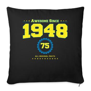 Super chemise 1948 pour hommes femmes 75 ans 75e - Housse de coussin décorative 45 x 45 cm - noir - Devant