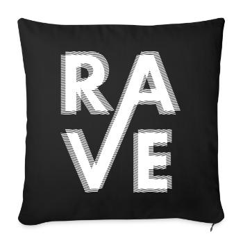 Rave Art design flou, pour raver EDM Techno House - Housse de coussin décorative 45 x 45 cm - noir - Devant