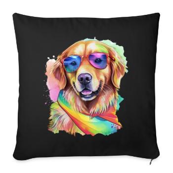 Cooler Hund Golden Retriever mit Sonnenbrille - Sofakissenbezug 45 x 45 cm - Schwarz - Vorne