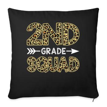 2Nd Grade Squad Leopard Second Grade Teacher Stud - Housse de coussin décorative 45 x 45 cm - noir - Devant