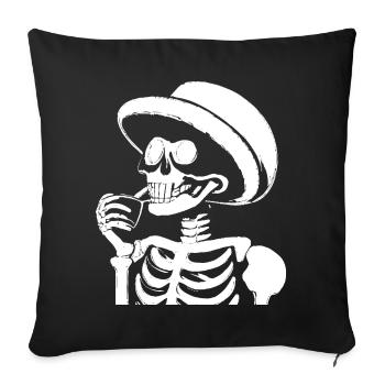 Sarcastique Drôle Squelette Buvant du café expresso - Housse de coussin décorative 45 x 45 cm - noir - Devant