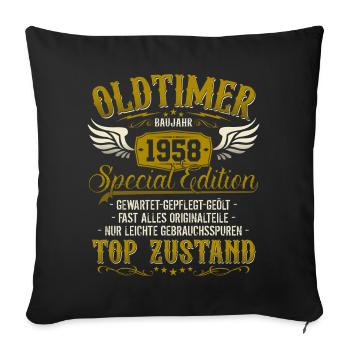 Oldtimer Baujahr Jahrgang 1958 geboren Geburtstag - Sofakissenbezug 45 x 45 cm - Schwarz - Vorne