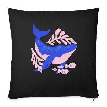 Pink and blue whale - Sofa pillowcase 17,3'' x 17,3'' (45 x 45 cm) - black - Front