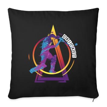 Cricket Cricketspieler Schlagmann Sport Vintage - Sofakissenbezug 45 x 45 cm - Schwarz - Vorne