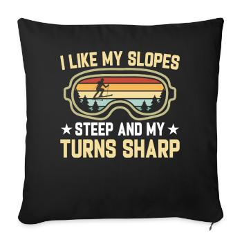 Pistes de ski Ski raide Skis d’hiver - Housse de coussin décorative 45 x 45 cm - noir - Devant