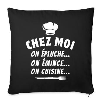 cuisiner, cuisinier, restaurant - Housse de coussin décorative 45 x 45 cm - noir - Devant
