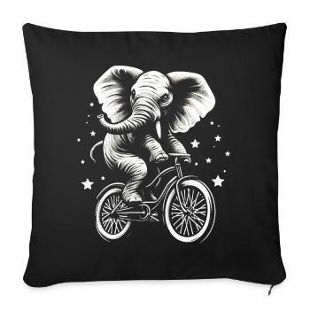 Elephant on a bicycle - Sofa pillowcase 17,3'' x 17,3'' (45 x 45 cm) - black - Front