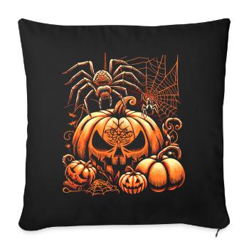 Halloween-Spinne mit Kürbissen - Sofakissenbezug 45 x 45 cm - Schwarz - Vorne