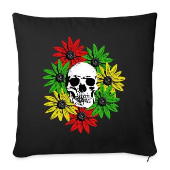 Floral Framed Skull - Sofa pillowcase 17,3'' x 17,3'' (45 x 45 cm) - black - Front