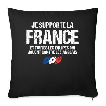 Je supporte la France et les équipes contre ENG - Housse de coussin décorative 45 x 45 cm - noir - Devant