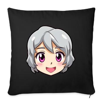 Cute Happy Anime Face Emoji - Anime Shirt - Sofa pillowcase 17,3'' x 17,3'' (45 x 45 cm) - black - Front