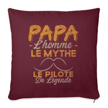 Papa Le Pilote De Légende Cadeau Voiture Humour - Housse de coussin décorative 45 x 45 cm - bordeaux - Devant