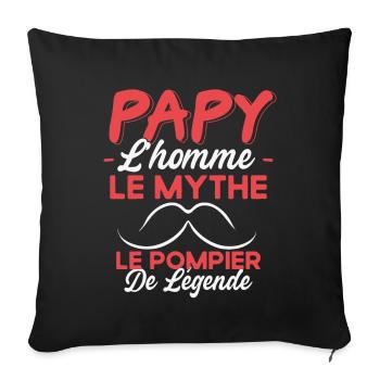 Papy Le Pompier De Légende Cadeau Humour - Housse de coussin décorative 45 x 45 cm - noir - Devant