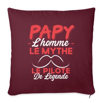 Papy Le Pilote De Légende Cadeau Voiture Humour - Housse de coussin décorative 45 x 45 cm - bordeaux - Devant