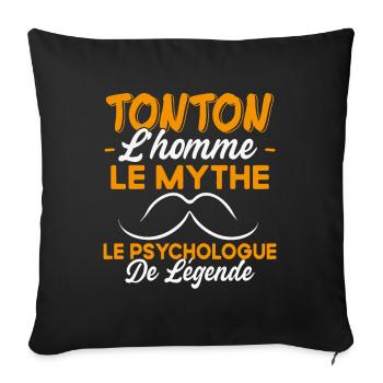 Tonton Le Psychologue De Légende Cadeau Humour - Housse de coussin décorative 45 x 45 cm - noir - Devant