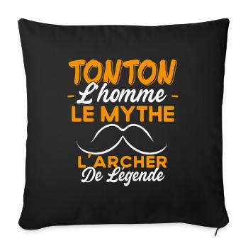 Tonton L'Archer De Légende Cadeau Tir à L'Arc - Housse de coussin décorative 45 x 45 cm - noir - Devant