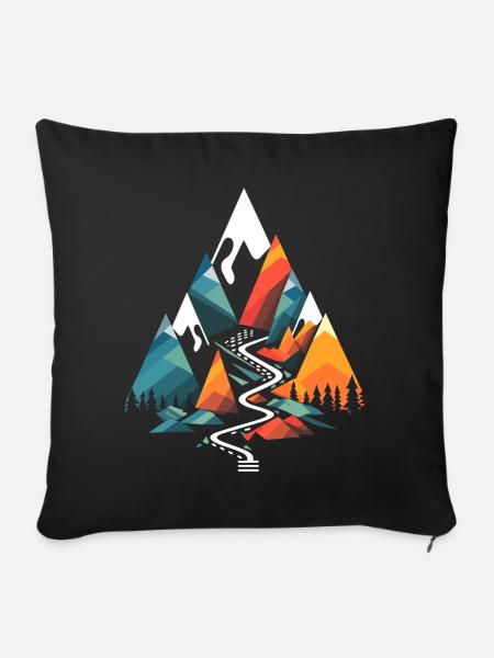 Wanderpfad in den Bergen - Sofakissenbezug 45 x 45 cm - Schwarz