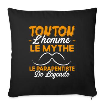 Tonton Le Parapentiste Cadeau Parapente Humour - Housse de coussin décorative 45 x 45 cm - noir - Devant