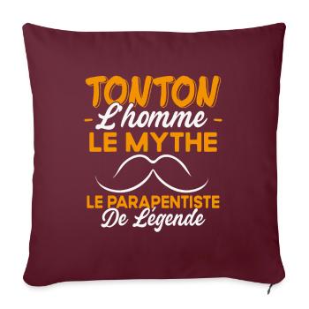 Tonton Le Parapentiste Cadeau Parapente Humour - Housse de coussin décorative 45 x 45 cm - bordeaux - Devant