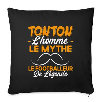 Tonton Footballeur De Légende Cadeau Foot Humour - Housse de coussin décorative 45 x 45 cm - noir - Devant