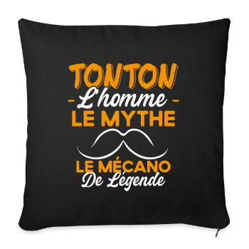 Tonton Le Mécanicien De Légende Cadeau Humour - Housse de coussin décorative 45 x 45 cm - noir - Devant