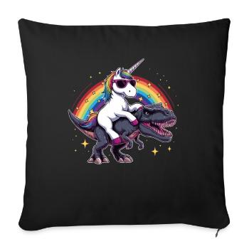 Unicorn Dinosaur T-Rex Gift for Girl Fun - Sofa pillowcase 17,3'' x 17,3'' (45 x 45 cm) - black - Front