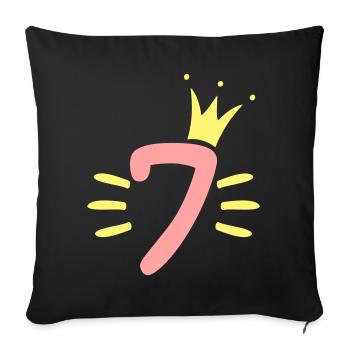 7th Birthday Crown - Sofa pillowcase 17,3'' x 17,3'' (45 x 45 cm) - black - Front