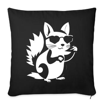 Drôle d’écureuil portant des lunettes de soleil écureuils - Housse de coussin décorative 45 x 45 cm - noir - Devant