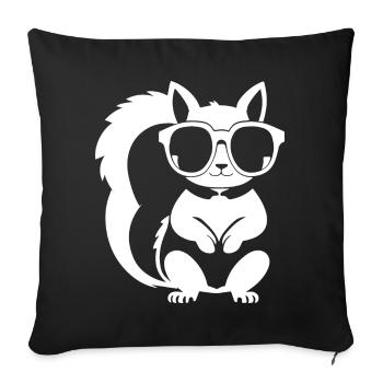 Funny Squirrel Wearing Sunglasses Squirrels - Sofa pillowcase 17,3'' x 17,3'' (45 x 45 cm) - black - Front