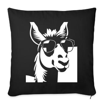 Drôle d’alpaga portant des lunettes de soleil cool alpagas - Housse de coussin décorative 45 x 45 cm - noir - Devant