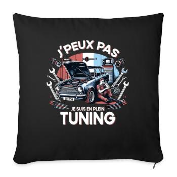 J'Peux Je Suis En Plein Tuning Cadeau Mécano - Housse de coussin décorative 45 x 45 cm - noir - Devant