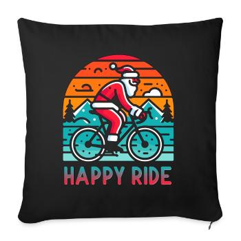 Festive Santa Cycling Illustration - Sofa pillowcase 17,3'' x 17,3'' (45 x 45 cm) - black - Front