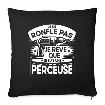 Perceuse Humour Bricolage pour Papa Bricoleur - Housse de coussin décorative 45 x 45 cm - noir - Devant